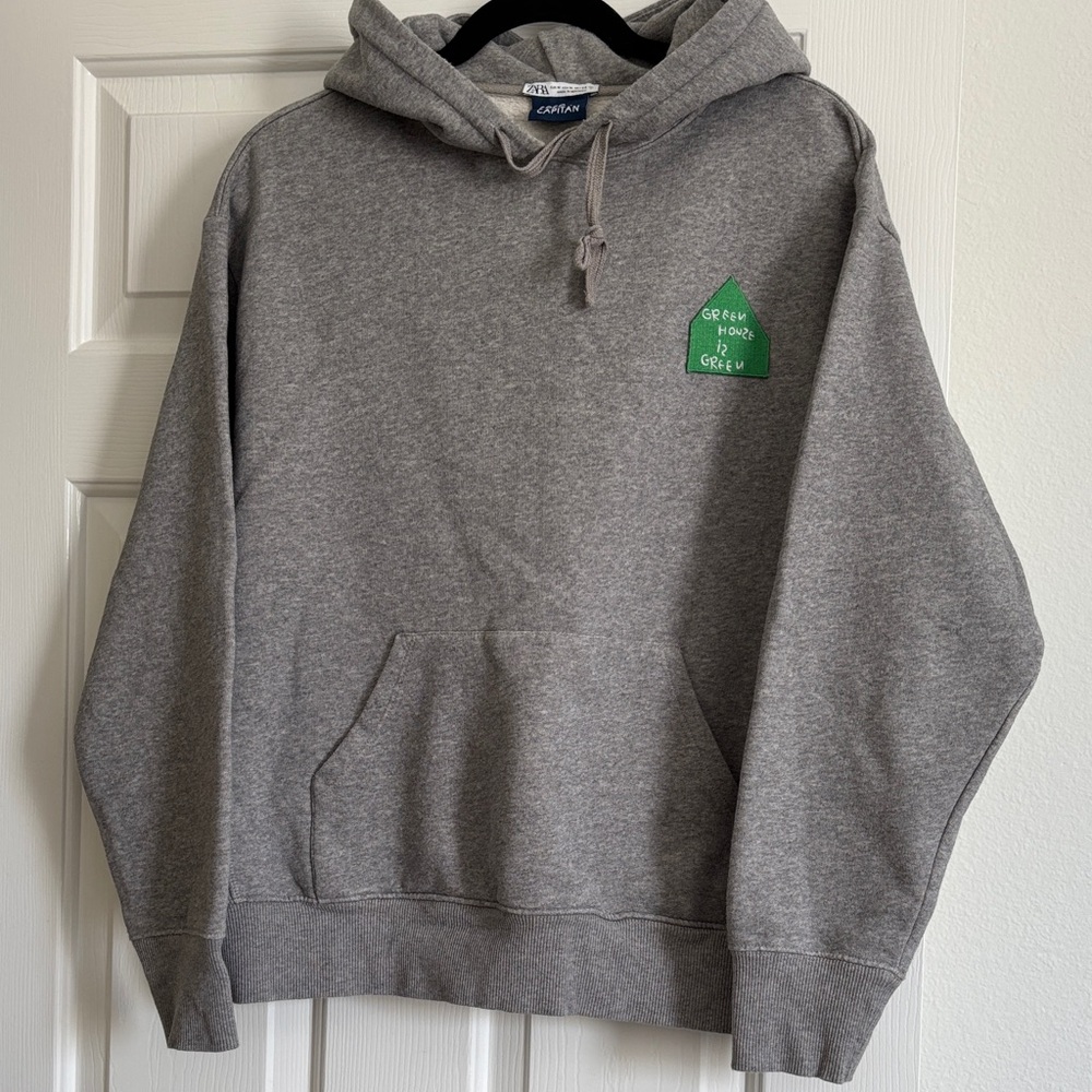 Zara coco capitan Gray Hoodie with Green Detail
